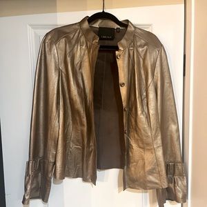 Gold leather vintage leather jacket size 16